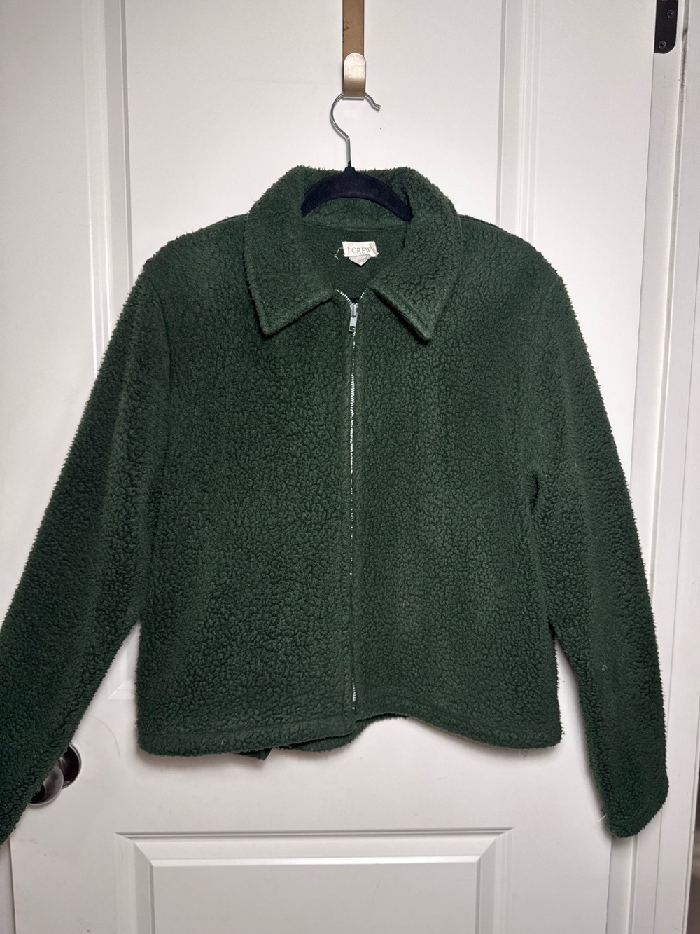 J.Crew Forest Green Fleece Zip-Up Jacket size L